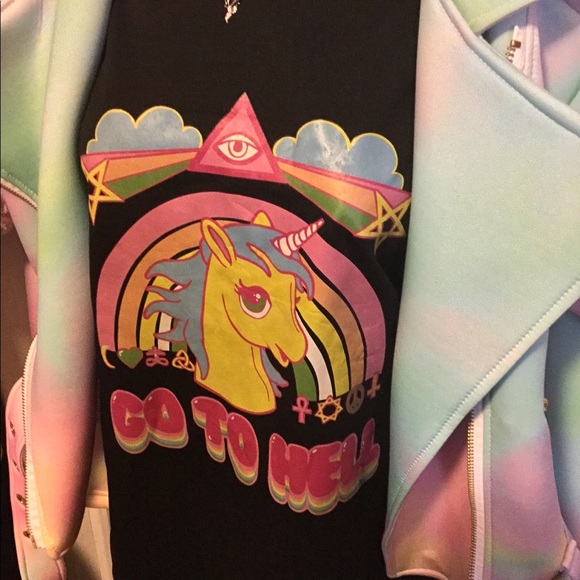 Pastel Swirl Moto style Light Jacket w belt accent - Picture 5 of 8